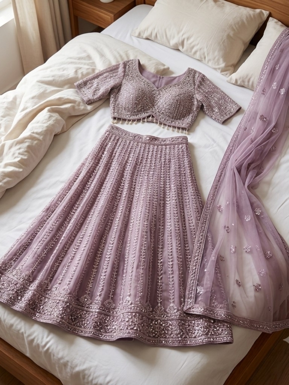 Lavender Embroidered A-Line Skirt - Women's Skirt